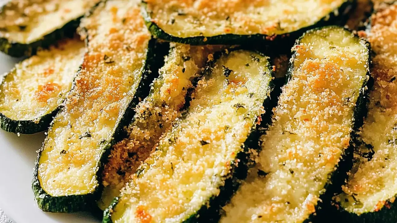 Fette di zucchine al forno, dorate e croccanti, pronte per essere gustate. Ecco come cucinare le zucchine in modo semplice e delizioso!
